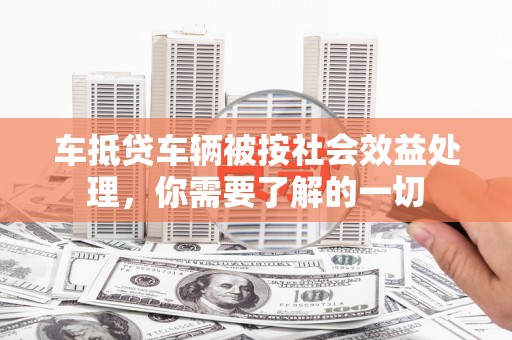 伊犁车抵贷车辆被按社会效益处理，你需要了解的一切