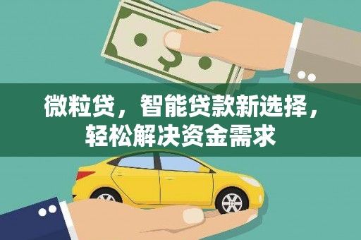 洮北微粒贷，智能贷款新选择，轻松解决资金需求