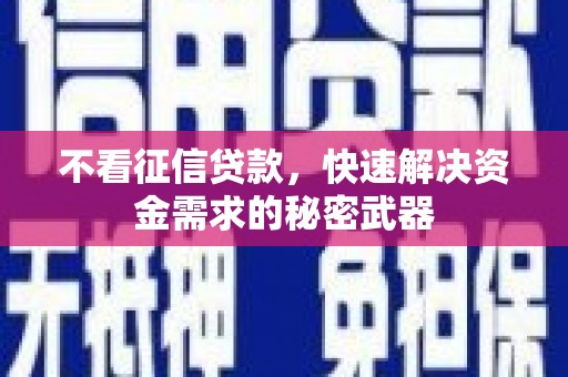 新疆不看征信贷款，快速解决资金需求的秘密武器