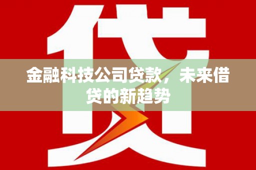 商水金融科技公司贷款，未来借贷的新趋势