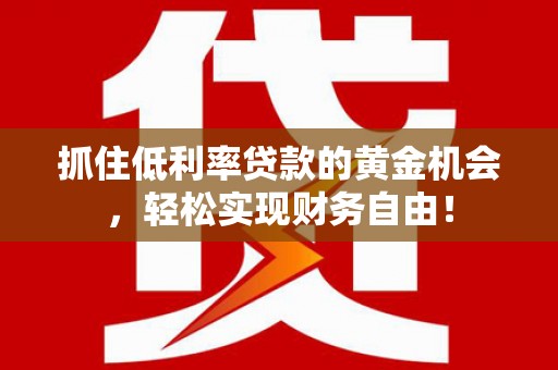 逊克抓住低利率贷款的黄金机会，轻松实现财务自由！