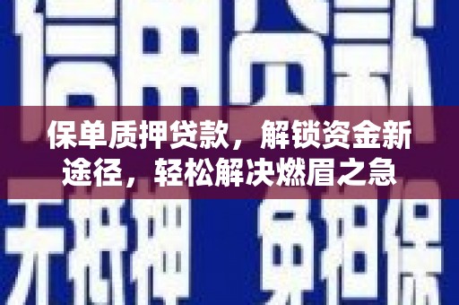 邓州保单质押贷款，解锁资金新途径，轻松解决燃眉之急