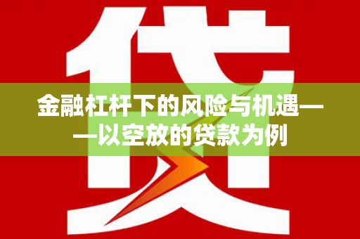 政和金融杠杆下的风险与机遇——以空放的贷款为例
